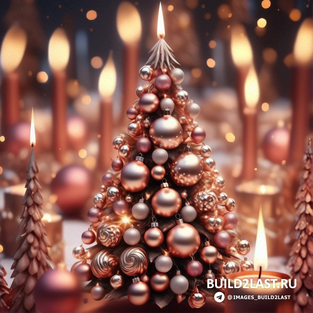 рождественская елка со свечами и украшениями