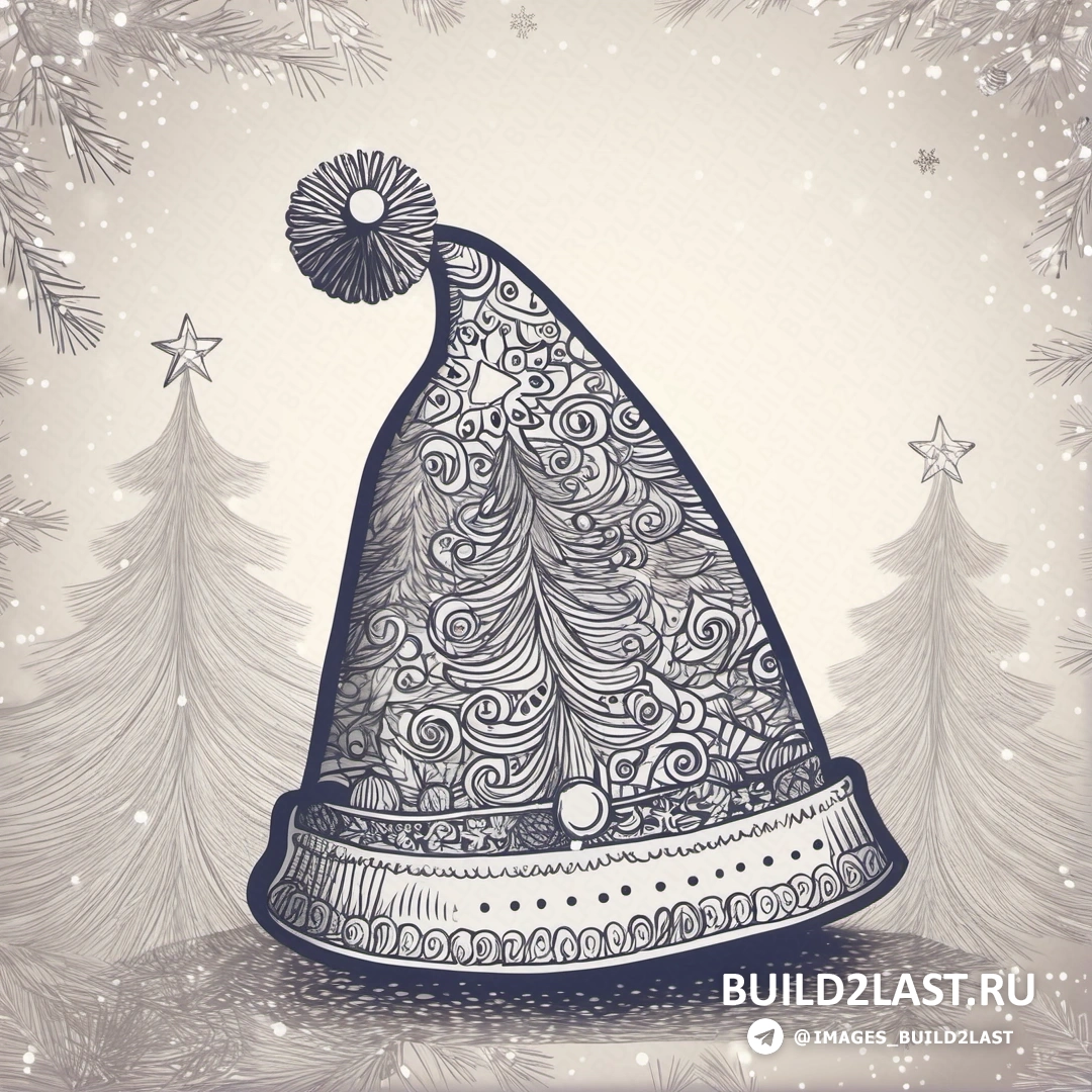 рождественская шляпа со снежинкой наверху и звездой на верхушке