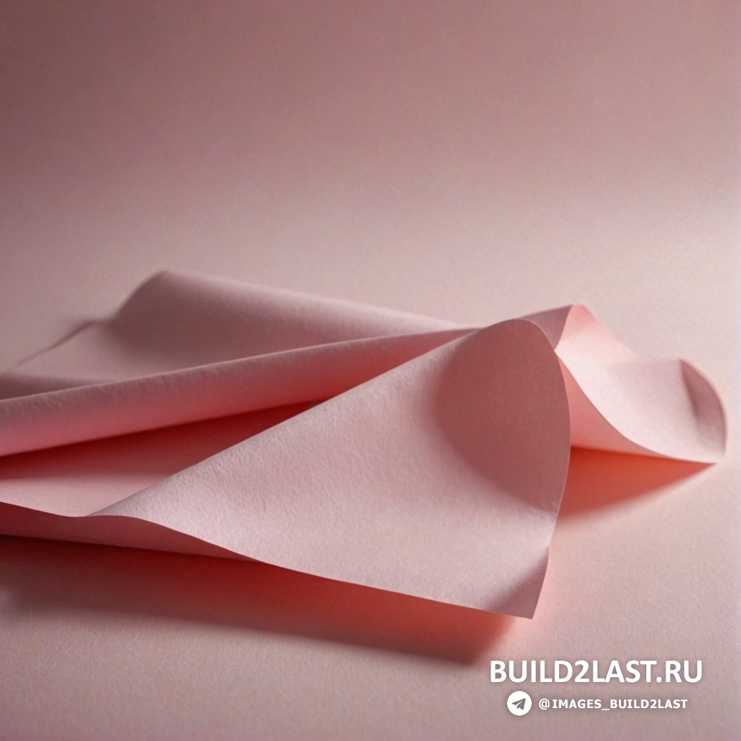 Постминимализм - абстрактная скульптура. Розовая сложенная бумага на белой поверхности с розовым фоном
