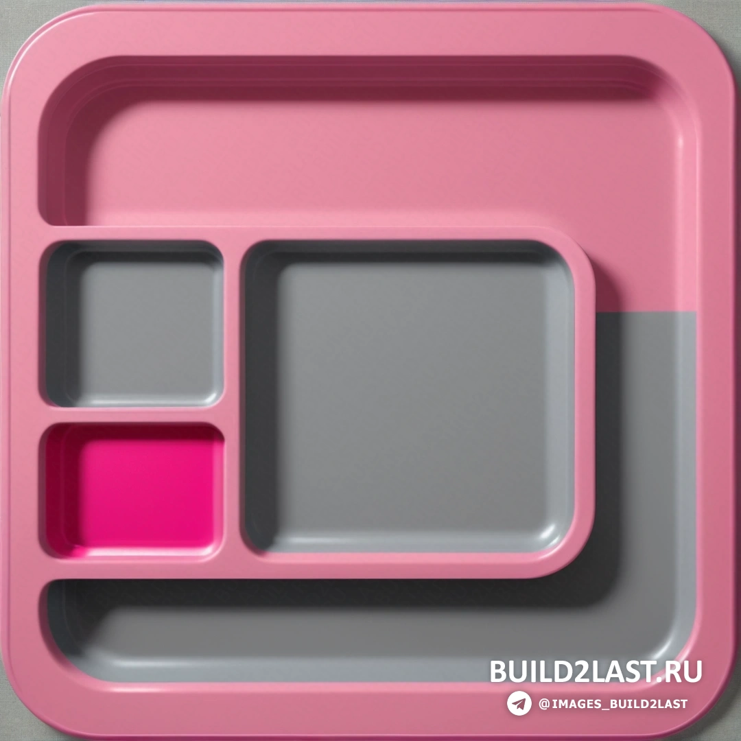 Минимализм - пастель. Розово-серый поднос с розовым квадратом на нем и розовым квадратом на дне подноса