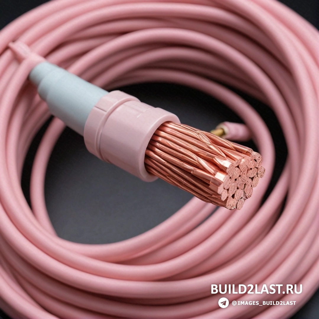 Шок-арт - компьютерная визуализация. Розовый кабель с белым концом и синим концом на черной поверхности с позолоченным концом