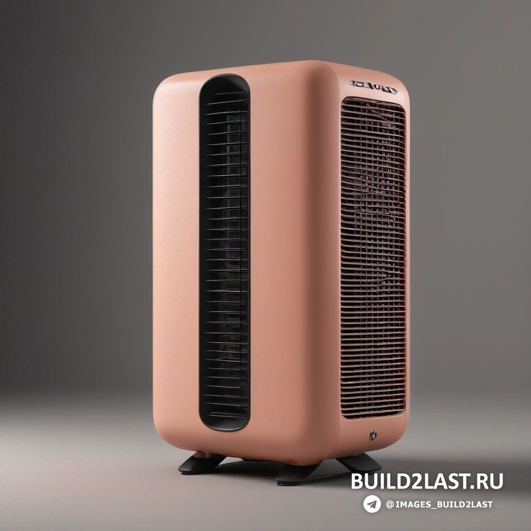 Кубофутуризм - компьютерный рендеринг. Розовый кондиционер на столе рядом с серой стеной и черным полом