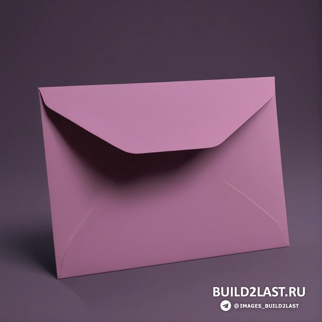 Постминимализм - 3D-рендер. Розовый конверт с белой бумагой внутри на фиолетовом фоне