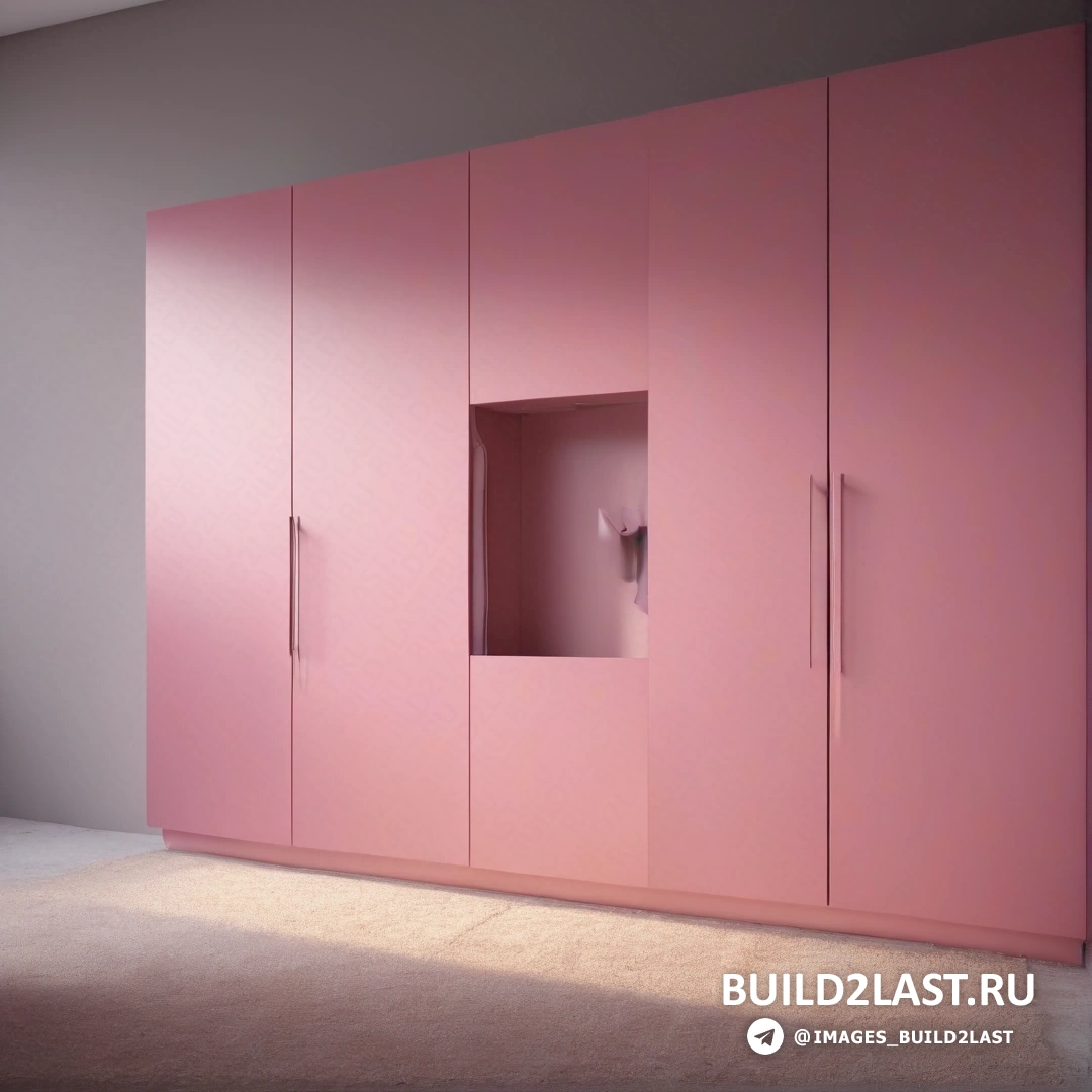 Постминимализм - 3D-рендеринг. Розовый шкаф с белой дверцей и розовый шкаф с белой дверцей и розовый шкаф