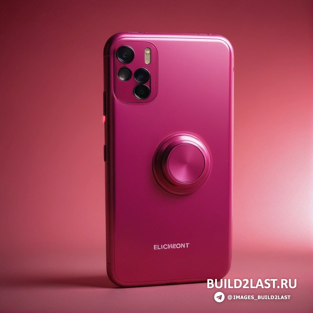 Синхромизм - 3D-рендеринг. Розовый телефон с камерой на задней крышке и розовым фоном