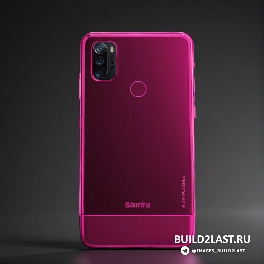 Синхромизм - компьютерная визуализация. Розовый телефон Samsung с темным фоном