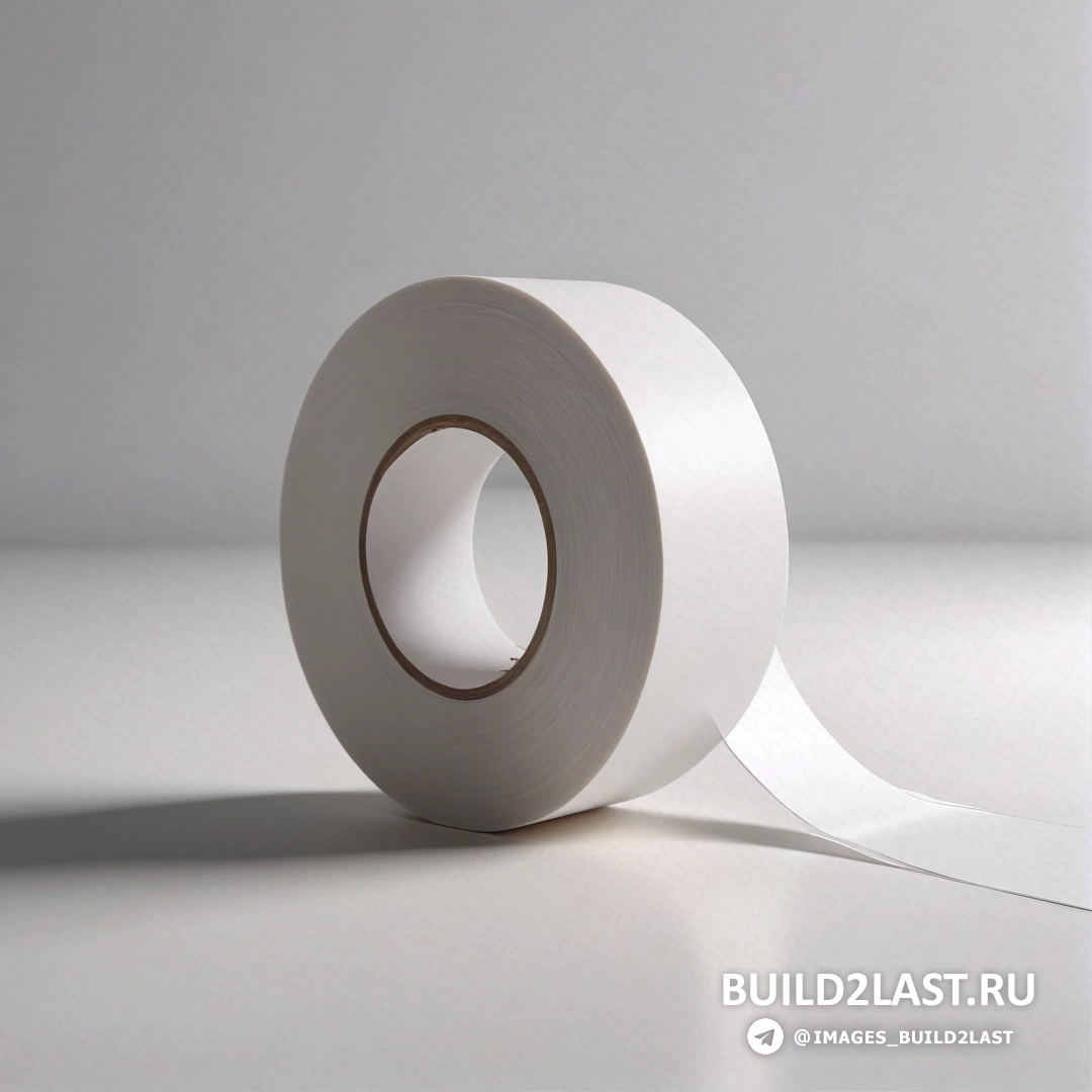 Plasticien - стоковая фотография. Рулон белой ленты на белой поверхности с тенью на полу позади него