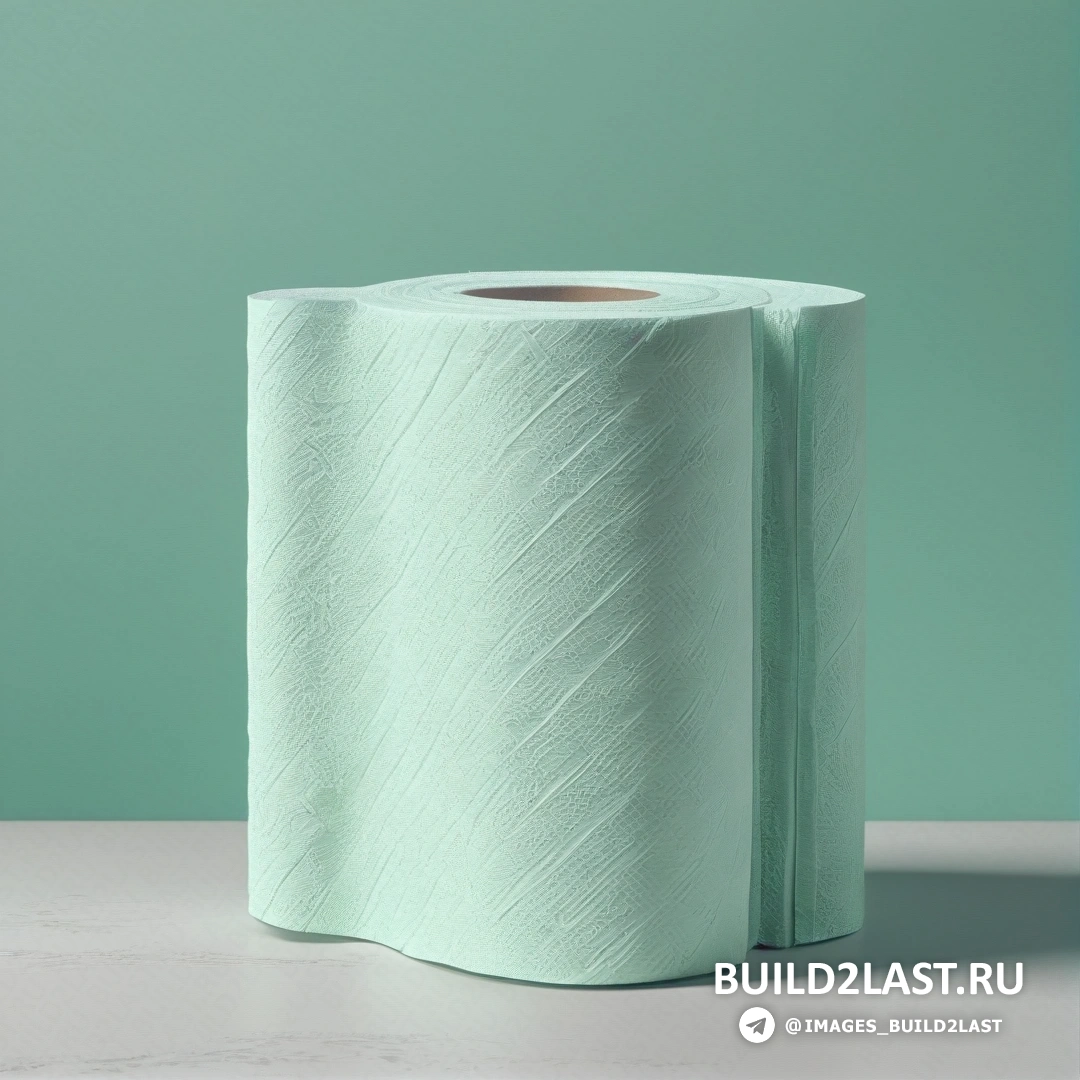 Постминимализм - стоковая фотография. Рулон туалетной бумаги лежит на столе рядом с зеленой стеной и белым полом