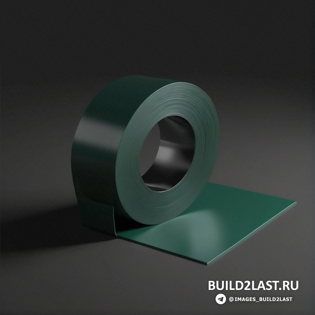 Фотореализм - 3D-рендеринг. Рулон зеленой ленты поверх зеленой поверхности на черном фоне