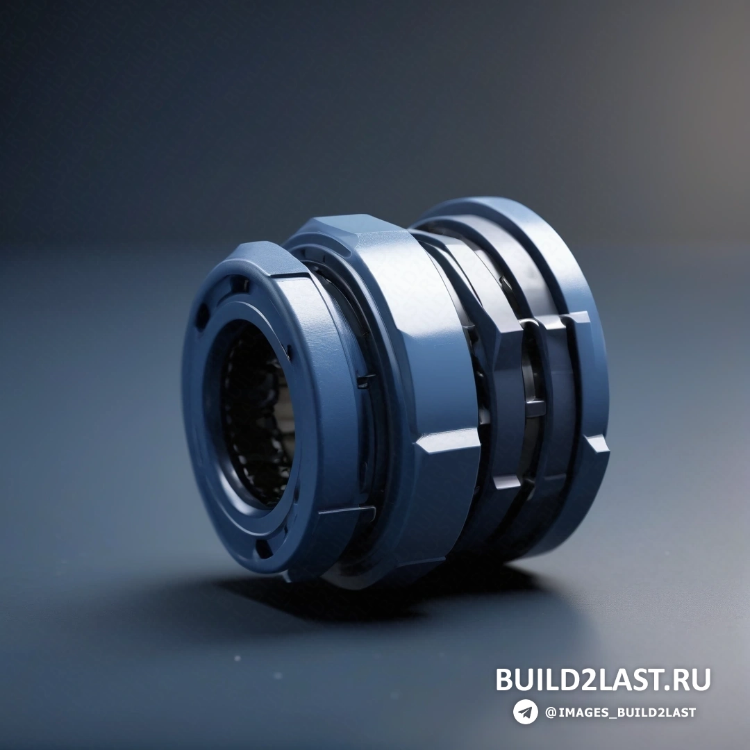 Фотореализм - 3D-рендеринг. Синее кольцо с черной полосой на нем на серой поверхности