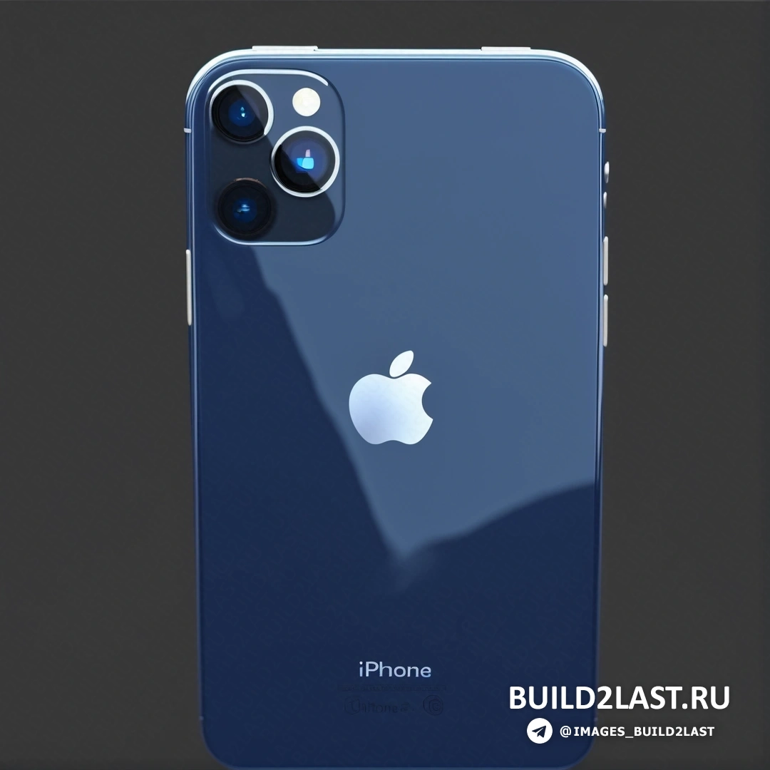 Пуризм - компьютерный рендеринг. Синий iphone с камерой на задней стороне и черным фоном