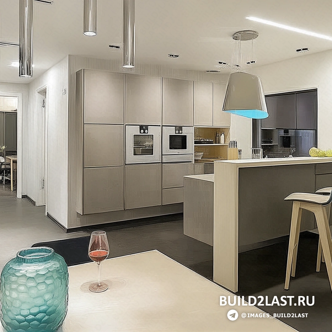 Poing House — проект умного дома в Мюнхене. Кухня с варочной поверхностью, духовым шкафом и современными элементами. Современная кухня с варочной поверхностью, духовым шкафом, смесителем и подвесными светильниками. Окно и жалюзи добавляют уюта.