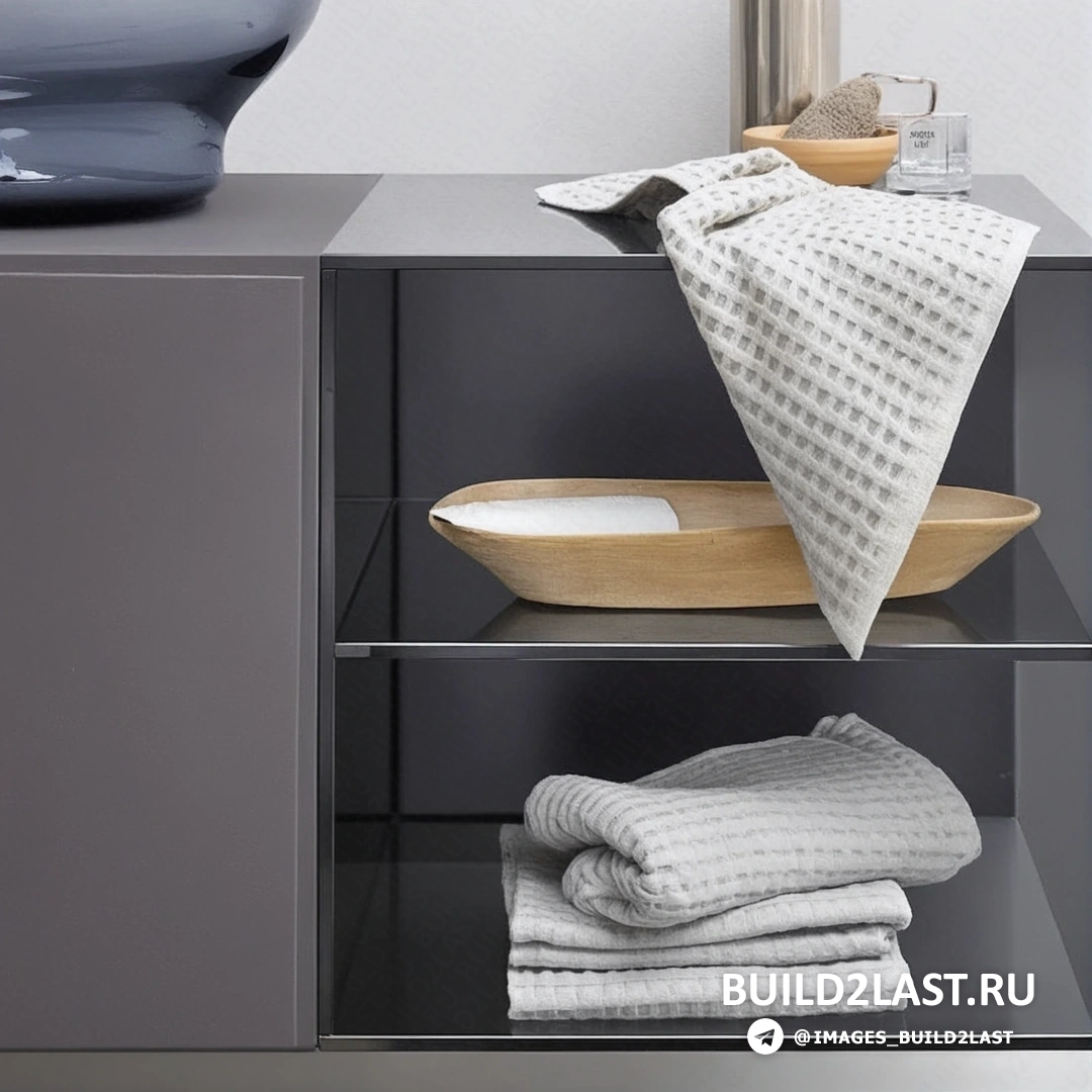 Модульная мебель Esperanto для ванной: раковина, смеситель, зеркала и декоративные покрытия в бежевых, белых и серых тонах. Современная ванная с раковиной, смесителем, зеркалами и декоративными покрытиями в бежевых, белых и серых тонах.