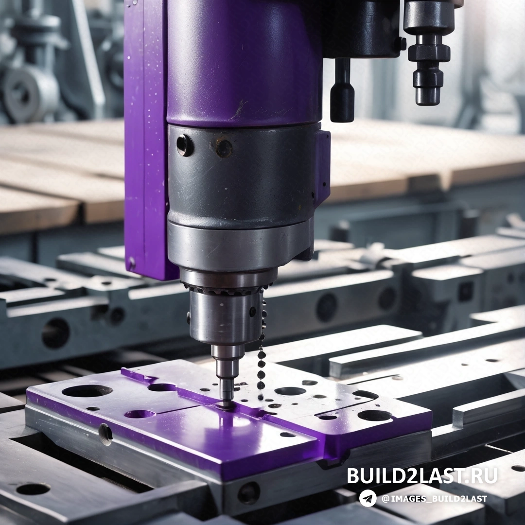 Прецизионизм - стоковое фото. Станок, режущий кусок металла с фиолетовой ручкой.