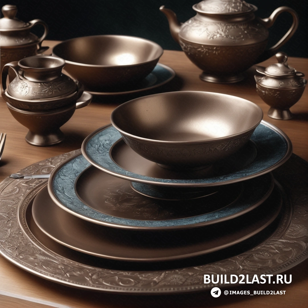 Фотореализм - фламандское барокко. Стол с тарелкой, миской, чайником и ножом.