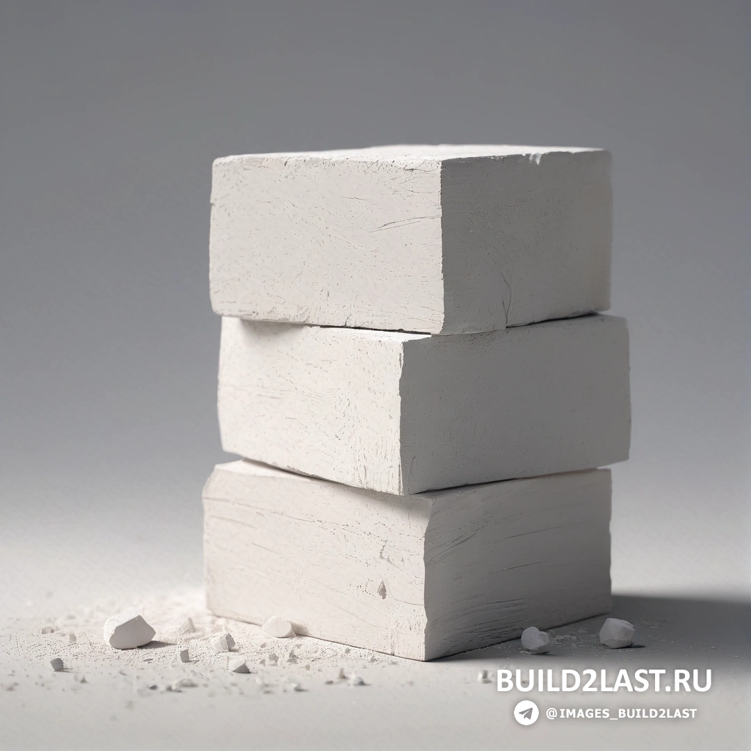 Искусство бетона - рендеринг с окклюзией окружающего пространства. Стопка белых блоков цемента с кучей белых камней на заднем плане