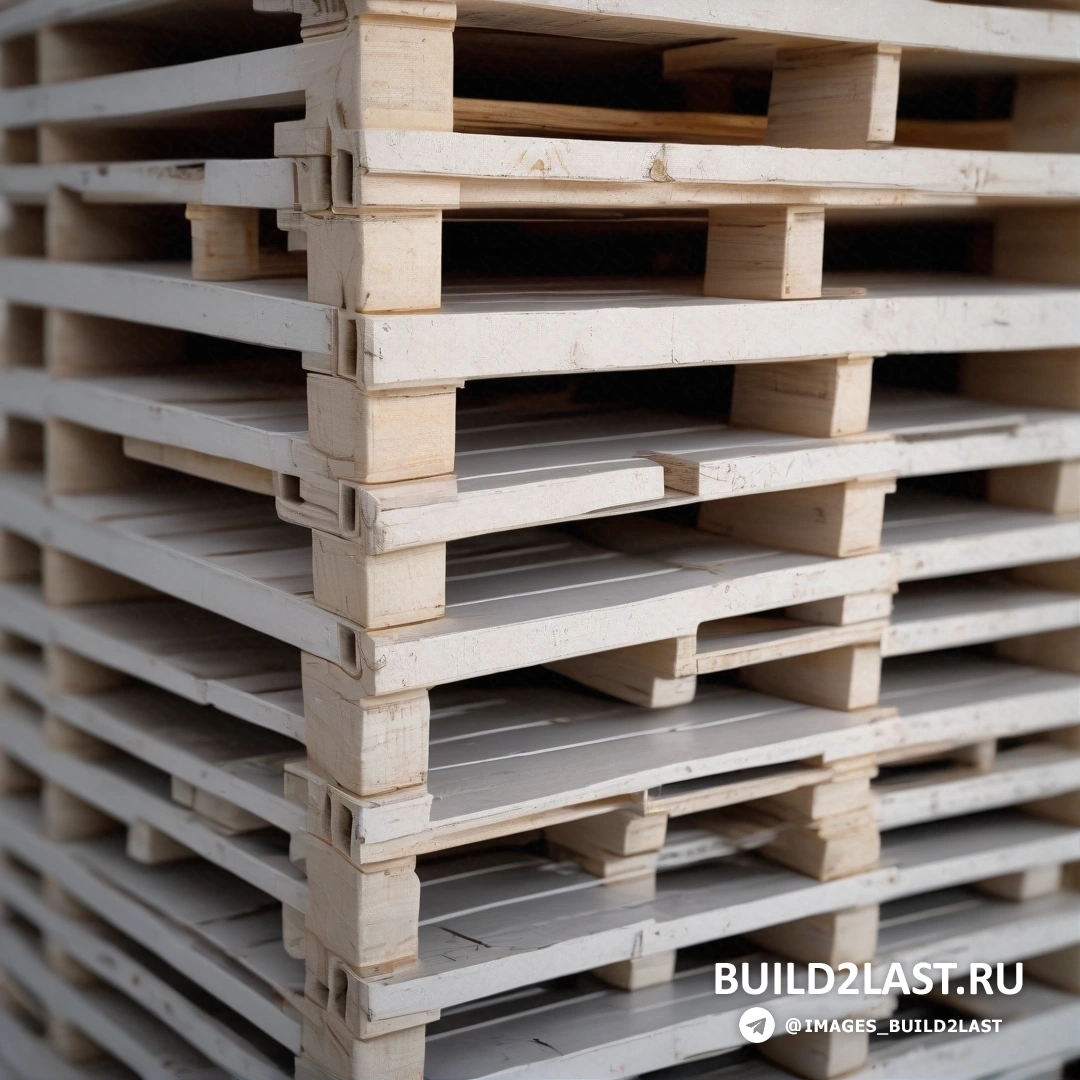 Постминимализм - визуализация с окклюзией окружающего пространства. Стопка деревянных поддонов, сложенных друг на друга на складе или складском здании