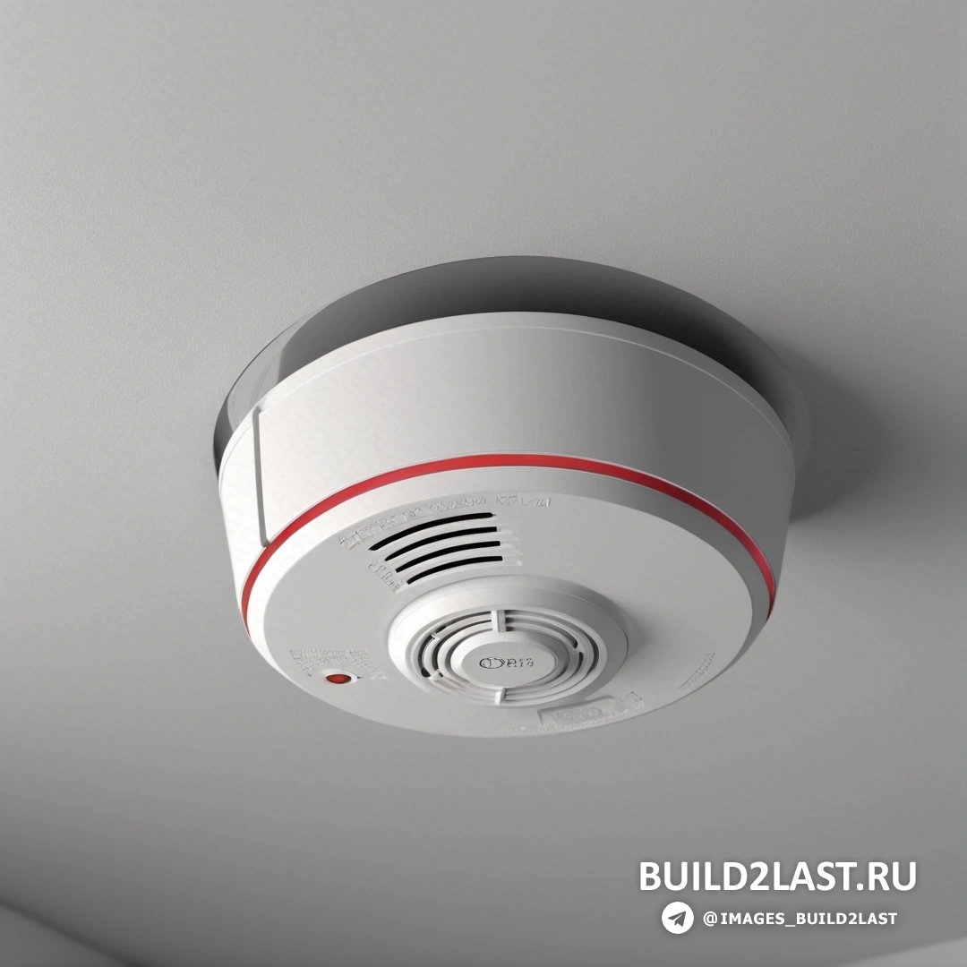 Некогерентность - цифровая визуализация. Установлен белый дымовой извещатель на потолке в комнате с серой стеной