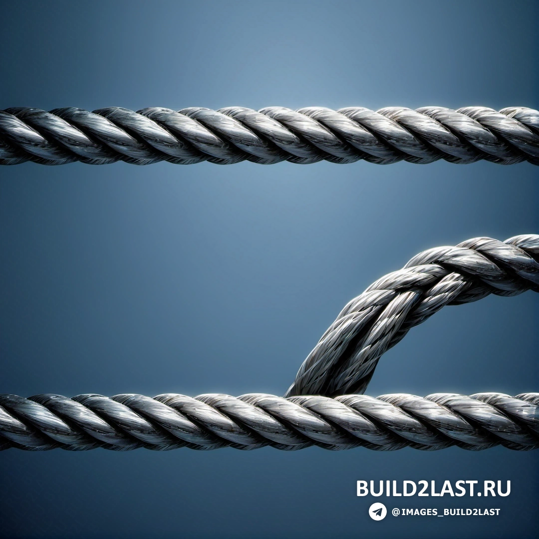 Конструктивизм - абстрактная скульптура. Веревка крупным планом на фоне голубого неба.