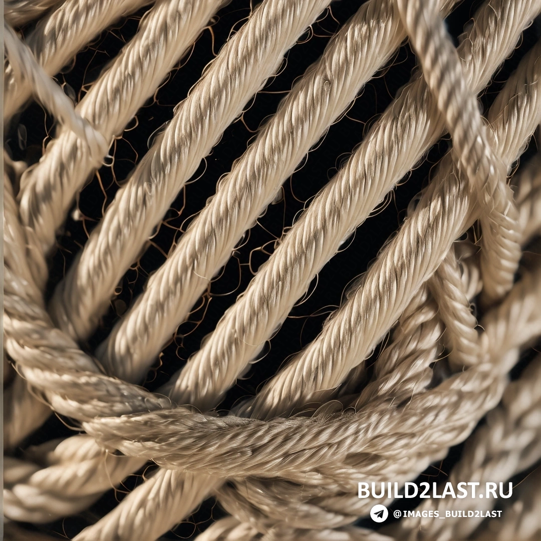 Фотореализм - макрофотография. Верёвка на чёрном фоне крупным планом.