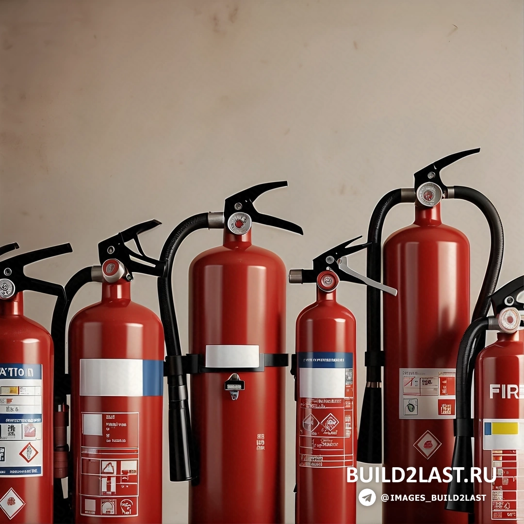 Модульный конструктивизм - стоковое фото. Группа огнетушителей, выстроенных в ряд с ручками по бокам.