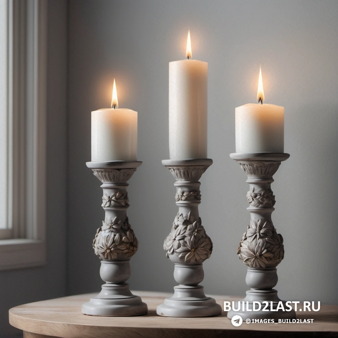Движение Arts and Crafts - рендер Ambient occlusion. На столе в комнате с окном на заднем плане горят три свечи.