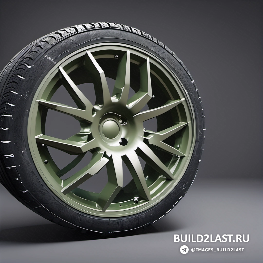 Фотореализм - 3D рендер. Зеленая шина на черном фоне