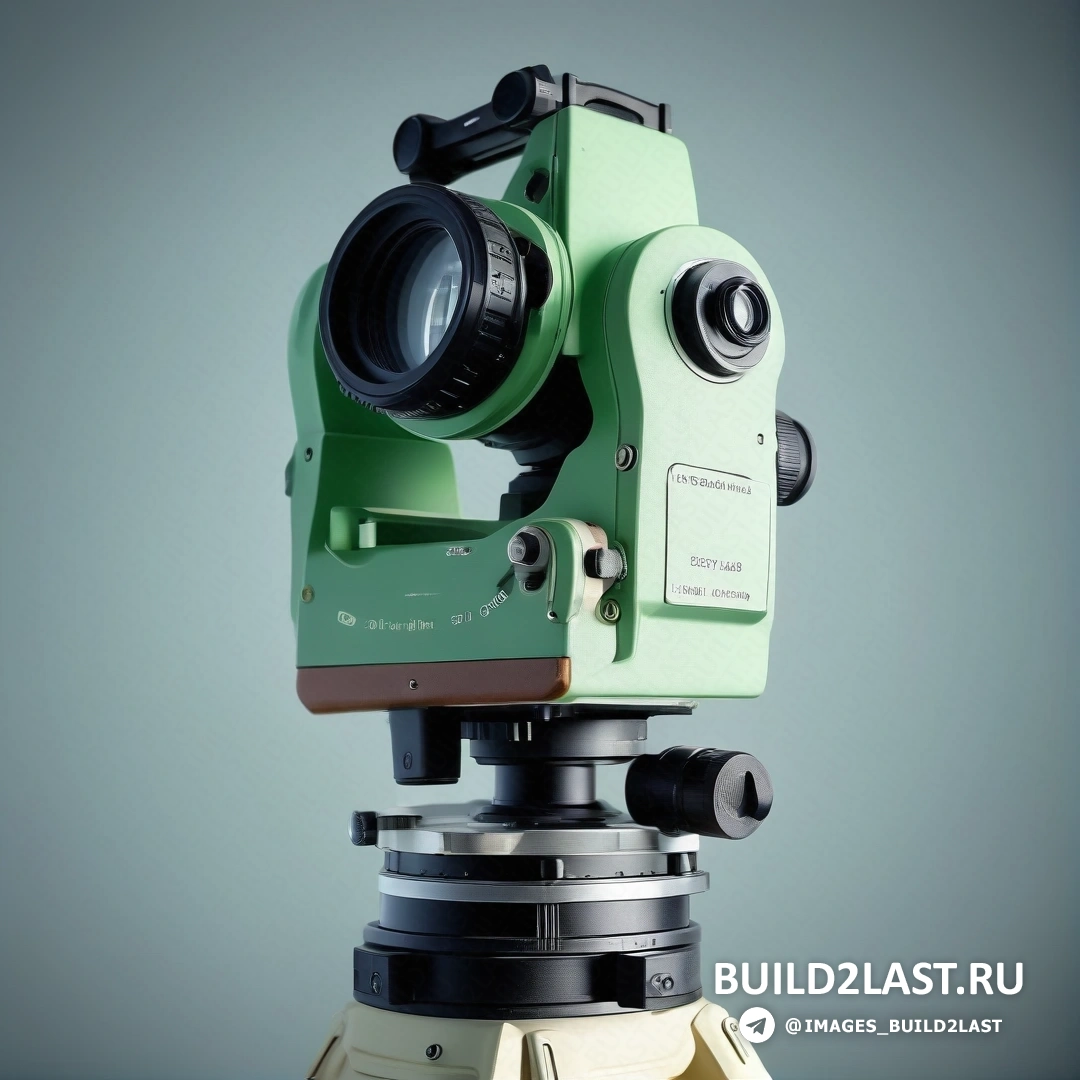 Фотореализм - 3D-рендеринг. Зелено-черная камера на штативе с объективом сбоку и светом с другой стороны