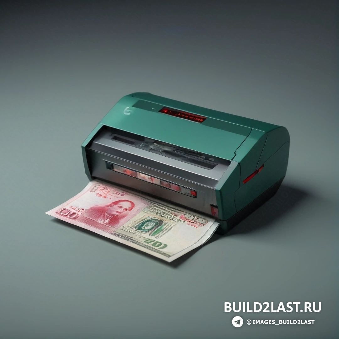 Les automatistes - шелкография. Зелено-красная машина наверху бумажной купюры рядом с зелено-красной стодолларовой купюрой