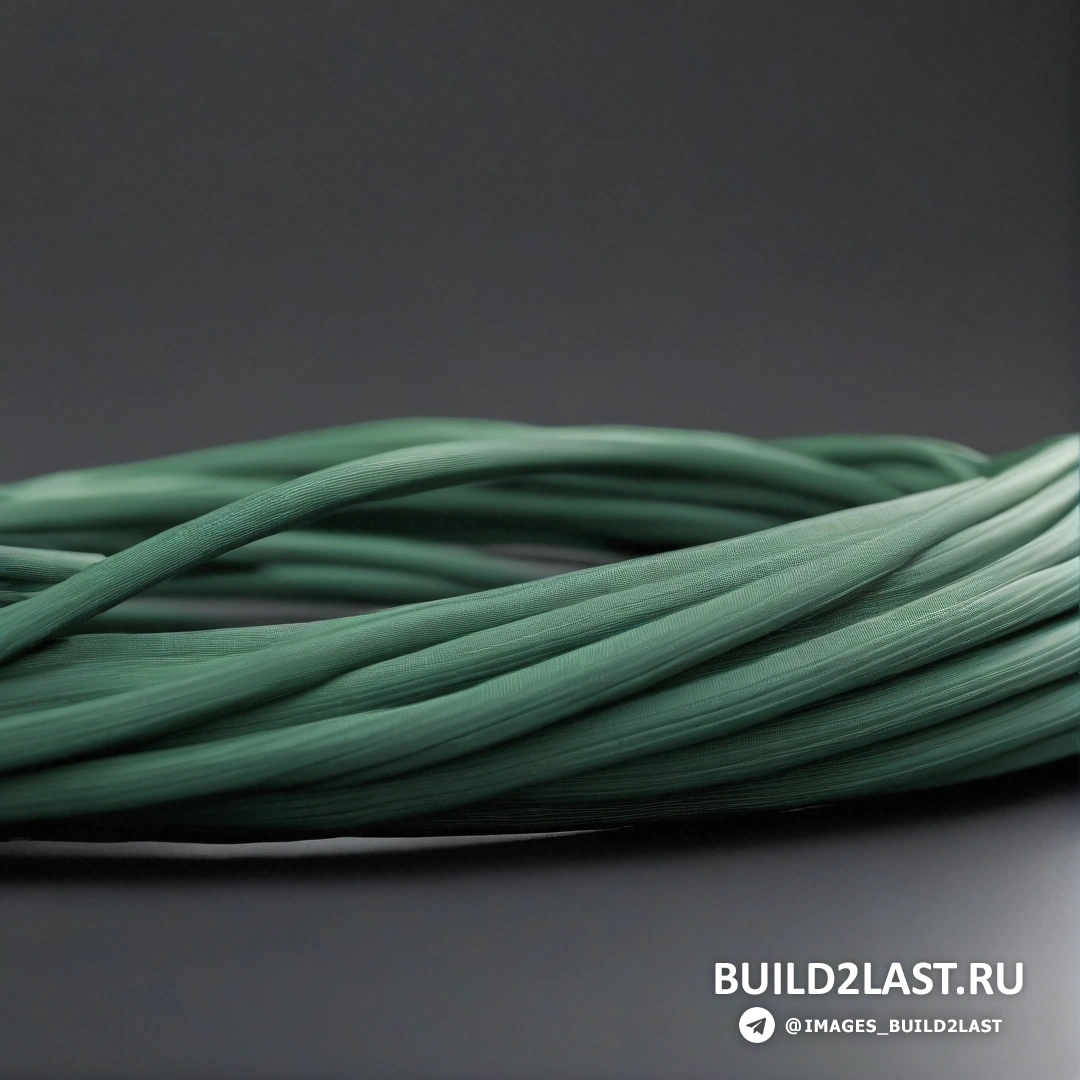 Постминимализм - 3D-рендеринг. Зеленый кабель показан на серой поверхности с черным фоном