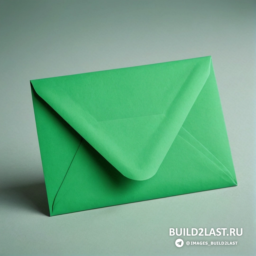 Леттеризм - 3D-рендер. Зеленый конверт с листком бумаги внутри на сером фоне