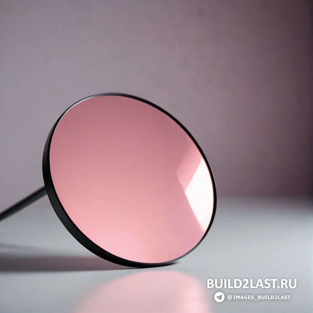 Точность - 3D рендер. Зеркало с черной ручкой на столешнице с розовым фоном