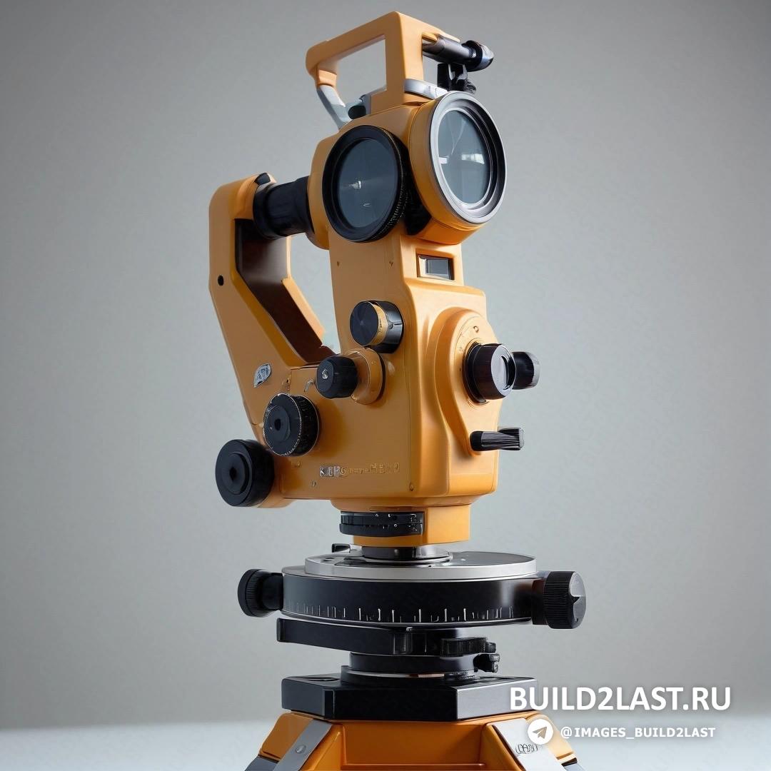 Фотореализм - 3D-рендеринг. Желто-черный робот с камерой на голове и штативом внизу