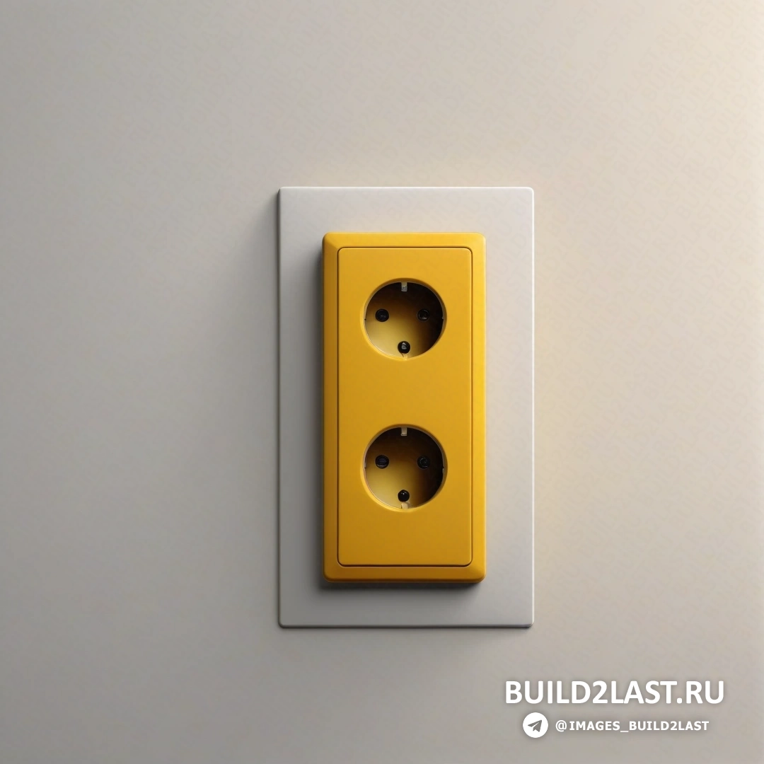 Минимализм - 3D-рендеринг. Желтый выключатель на белой стене с двумя желтыми розетками на нем и белой стеной