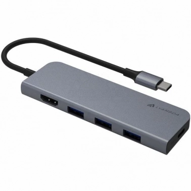 USB  Lyambda LC173 Type-C Multimedia 4K/USB Hub Slim Aluminum Gray, USB-