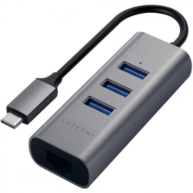 USB  Satechi Aluminum USB 3.0 Hub and Ethernet Port, Space Gray