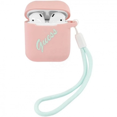   Guess Silicone Case Script logo with cord  AirPods 
