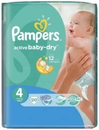 ���������� Pampers, Active Baby-Dry Maxi 7-14 �� 4 ������ 20 ��