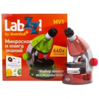 Микроскоп Levenhuk, LabZZ MV1 Orange + книга (77624)