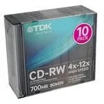  Cd-Rw Tdk 700Mb 12x 10 ., slim case (t18792)