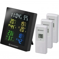 Метеостанция Bresser ClimaTemp Hygro Quadro с тремя датчиками, черная, Домашние метеостанции
