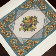 Салфетка гобеленовая 35 х 50 см Le Gobelin Фруктовое Ассорти голубой бордюр