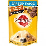 Корм для собак Pedigree Для взрослых собак всех пород с телятиной и печенью в желе 85 г